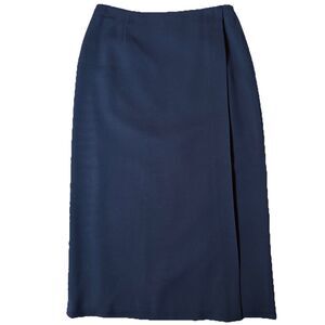 Vintage Jones New York Wool Blend Wrap Skirt Black Size 12 Modest Career Classic